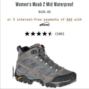 Merrell hiking shoes boots, Moab granite